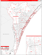 New Hanover County Wall Map Red Line Style